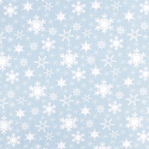 White Snowflakes on Blue Anti Pill Fleece Fabric