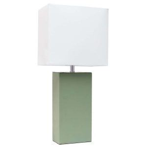 All The Rages 21 Leather Base Modern Lamp With Fabric Shade