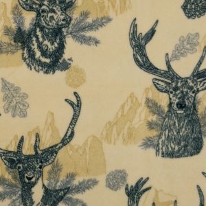 Deer   Mountains on Gold Anti Pill Fleece Fabric