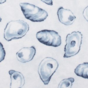Blue Oysters on White Anti Pill Fleece Fabric