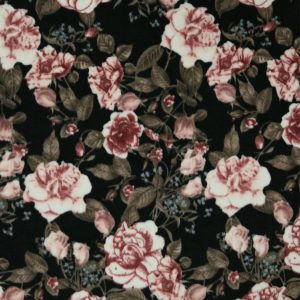 Night Blooms Floral On Black Luxe Fleece Fabric