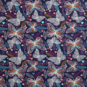 Butterfly Outline Navy Super Snuggle Flannel Fabric
