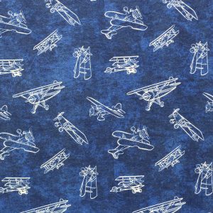 Biplane On Blue Super Snuggle Flannel Fabric