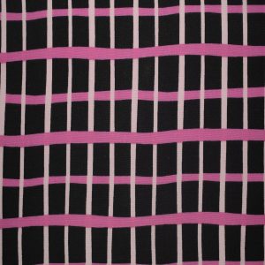 Pink Squiggle Lines on Black Quilt Cotton Fabric by Quilter s Showcase
