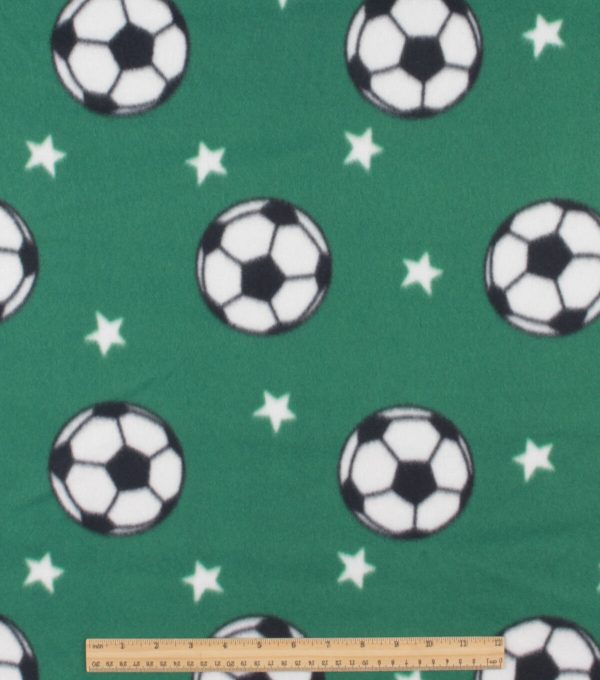 Green Soccer Superstar Blizzard Fleece Fabric - Image 2