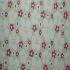 White   Pink Floral on Mint Quilt Cotton Fabric by Quilter s Showcase