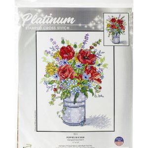 Janlynn 11 x 14 Poppies in a Vase Stamped Cross Stitch Kit