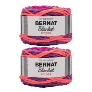 Bernat Blanket Stripes 220yds Super Bulky Polyester Yarn 2 Bundle