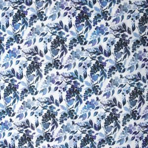 Blue Watercolor Leaves   Birds Quilt Cotton Fabric by Keepsake Calico