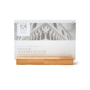 6 x 4 Acrylic Tabletop Picture Frame With Wood Base by Place   Time