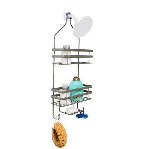Honey Can Do 11 x 26 Satin Nickel 2 Tier Wire Steel Shower Caddy