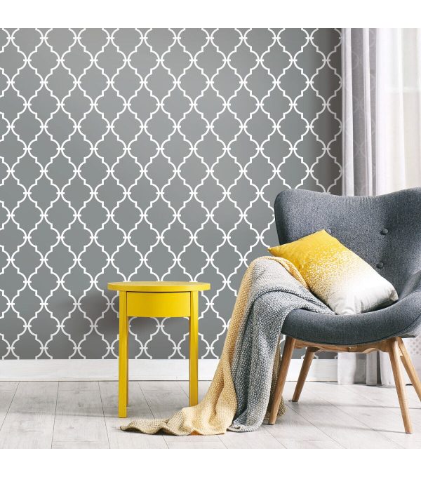 RoomMates Wallpaper Grey Modern Trellis - Image 2