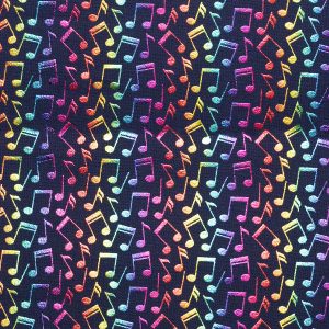 Bright Music Notes Novelty Foil Cotton Fabric