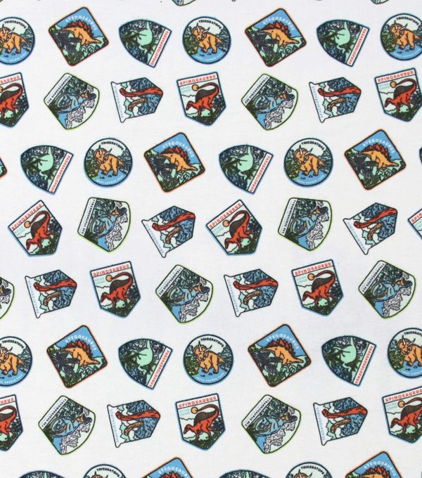 Dino Badges Super Snuggle Flannel Fabric