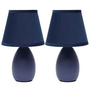 All The Rages 10 Ceramic Petite Oblong Desk Lamp With Fabric Shade 2pk