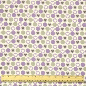 Hearts   Dots on Purple Super Snuggle Flannel Fabric
