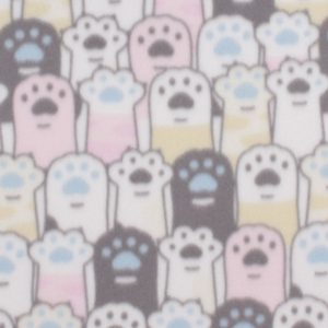 White   Pink Cat Paw Prints Blizzard Fleece Fabric