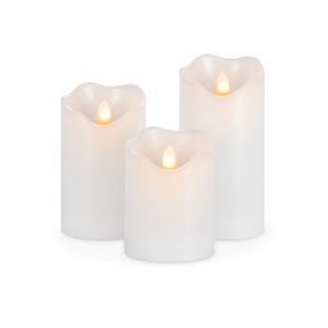 3ct LED White Assorted Size Wave Edge Pillar Candles by Hudson 43