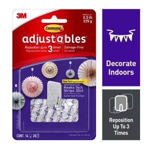 Command 0.5lb Plastic Adjustable Hooks   Strips 44ct
