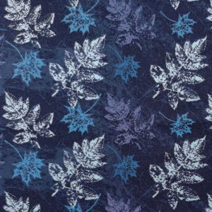 Blue Textured Leaves Luxe Flannel Fabric
