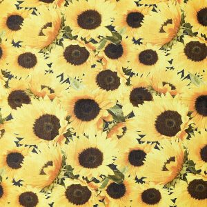 Yellow Detailed Sunflowers Quilt Cotton Fabric by Keepsake Calico