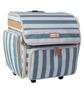 Everything Mary 18 Blue Striped Collapsible Rolling Craft Bag