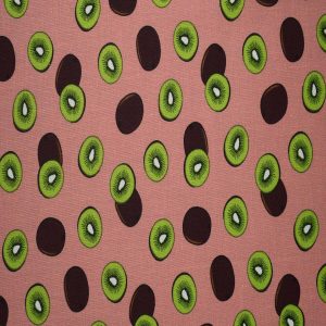 Kiwis on Coral Cotton Fabric by Quilter s Showcase