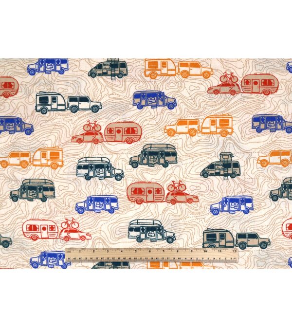 Beige Campers Novelty Cotton Fabric - Image 4