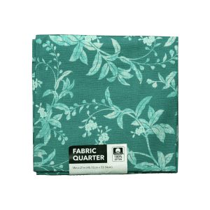 18 x 21 Teal Foliage on Gren Cotton Fabric Quarter by Keepsake Calico