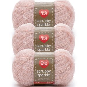 Red Heart Scrubby Sparkle 174yds Worsted Polyester Yarn 3 Bundle