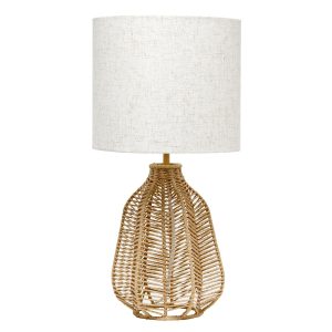 All The Rages 21 Vintage Rattan Paper Rope Table Lamp With Fabric Shade
