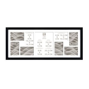 30 x 13 Matted Black 9 Photo Collage Frame by Place   Time