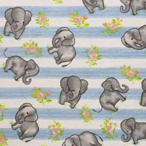 Sweet Elephants On Stripes Super Snuggle Flannel Fabric