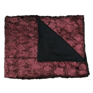 Northlight Burgundy Black Plush and Velvety Faux Fur Blanket 50 x 60