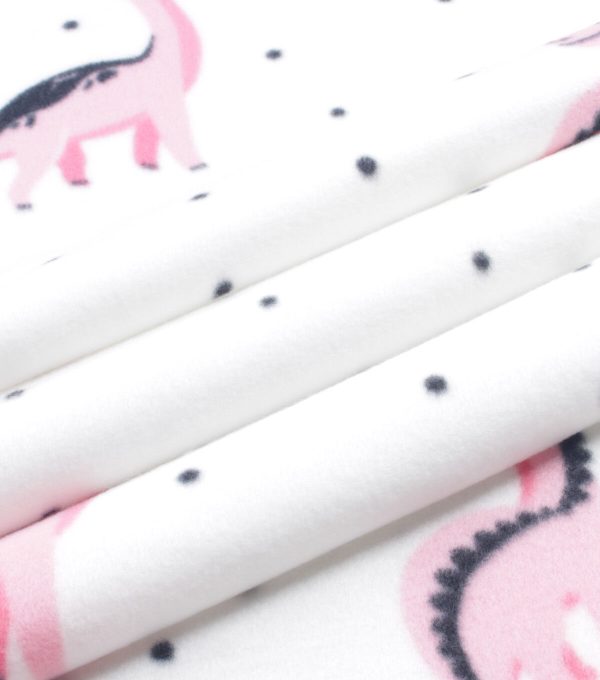 Cute Dino Blizzard Prints Fleece Fabric - Image 2