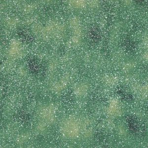 Green Sky Scene With Snow Christmas Glitter Cotton Fabric