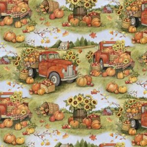 Susan Winget Pumpkin Truck Fall Cotton Fabric