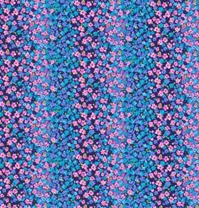 Fabric Traditions Teal Floral Striped Cotton Fabric by Keepsake Calico - 1