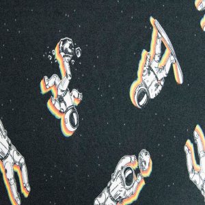Black Rainbow Astronaut Super Snuggle Flannel Fabric