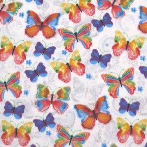 Orange   Blue Butterflies Anti Pill Fleece Fabric