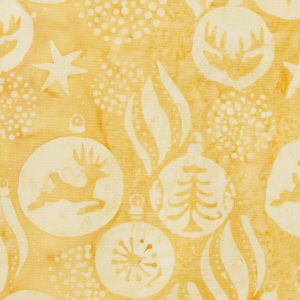Yellow Jolly Jingle Ornaments Christmas Cotton Fabric