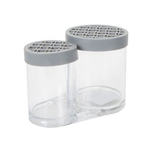 Simplify 6 Gray 2 Compartment Cosmetic Brush Holder