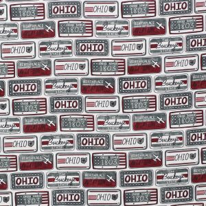 Ohio License Plate State Pride Cotton Fabric
