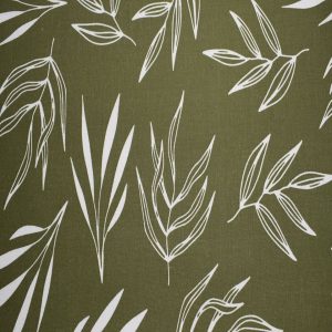 Large Leaves on Olive Green Quilt Cotton Fabric by Quilter s Showcase - 1