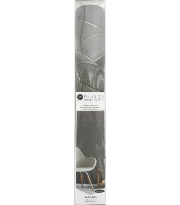 RoomMates Wallpaper Grey Wave Ogee - Image 6