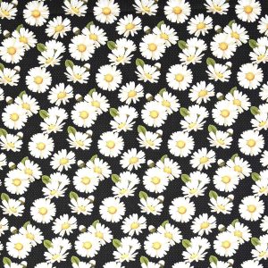 Daisies   Dots on Black Quilt Cotton Fabric by Keepsake Calico