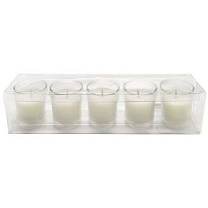 5pk White Unscented Votive Candles With Glass Holders by Hudson 43