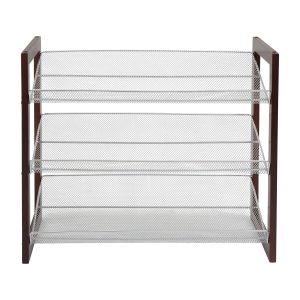 Organize It All 25 Espresso 3 Tier Mesh Shelf Shoe Rack