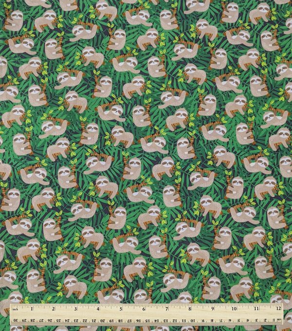 Happy Sloth Life Novelty Cotton Fabric - Image 2