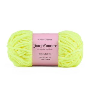 Juicy Couture Luxe Velour 107yds Bulky Polyester Yarn - Safety Yellow